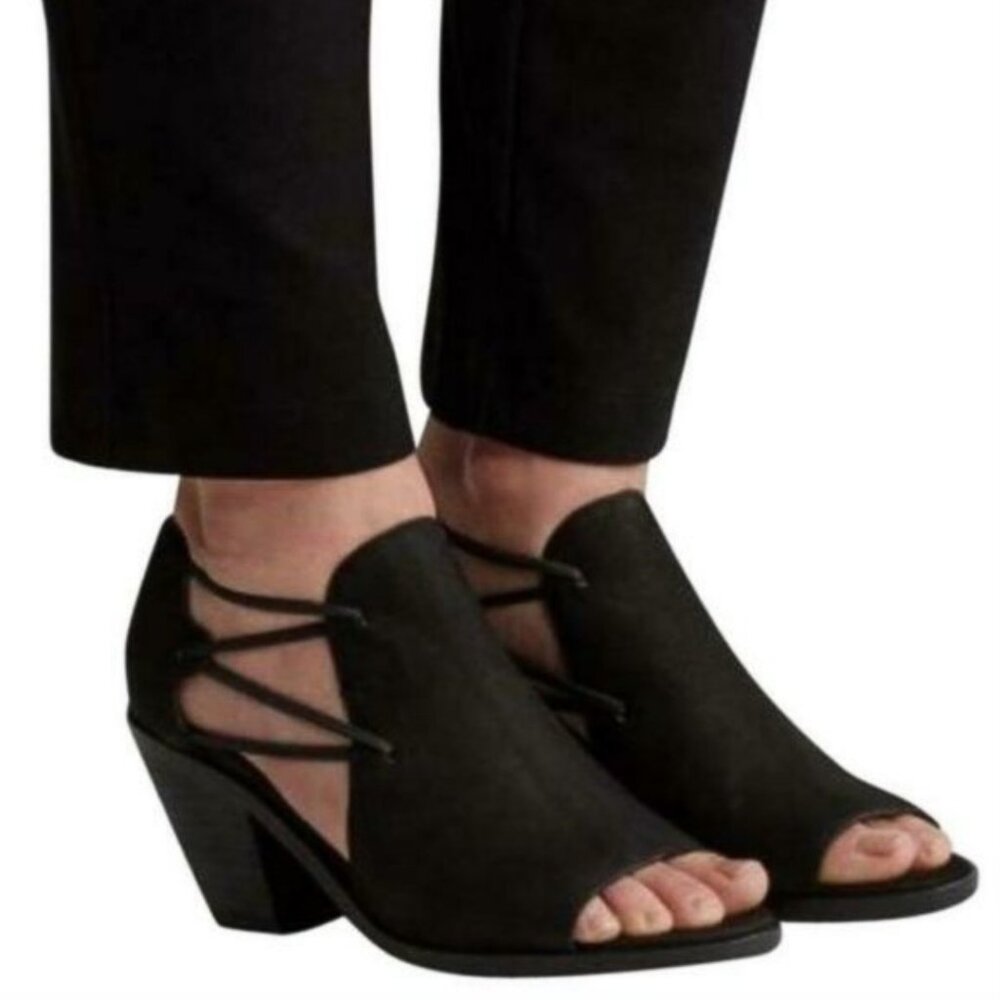 Eileen Fisher Black NIKKI Peep Toe Sandals Shoes Size 8.5